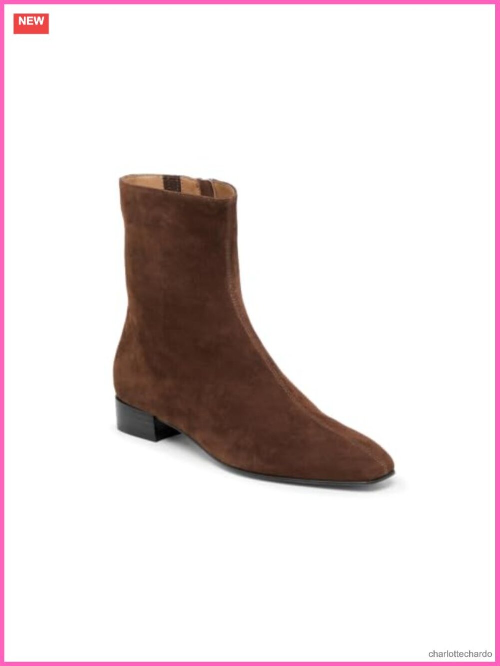 Coutgo Women's Ankle Boots Chunky Low Heel Square Toe Faux Suede